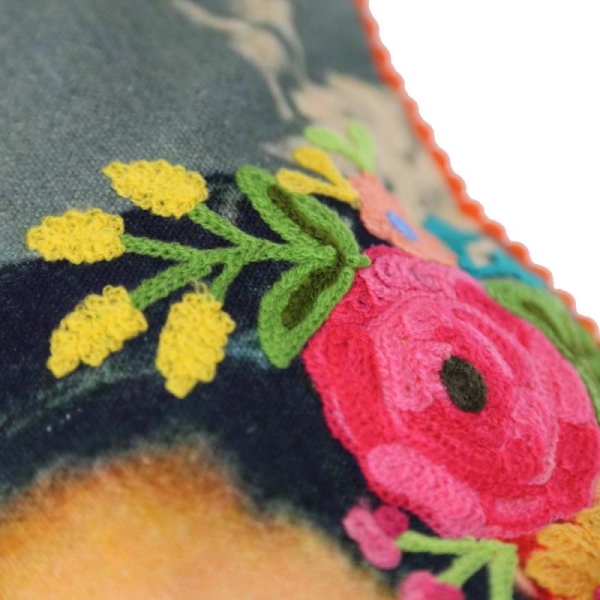 Μαξιλάρι Frida Γκρι 45x45εκ. βαμβακερό κεντημένο